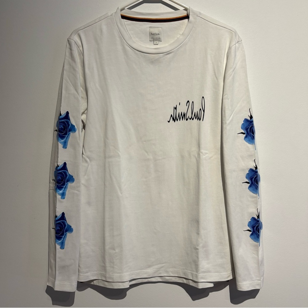 Paul Smith White Monarch Roses Long Sleeve T-Shirt Mens Small